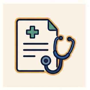 Medical certificate and stethoscope.