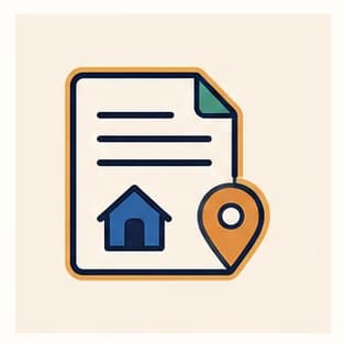 Residence document with a home and location pin.