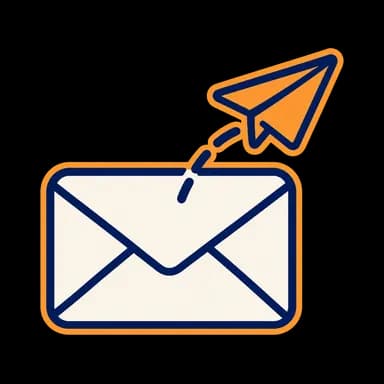 Sealed envelope and orange paper airplane.