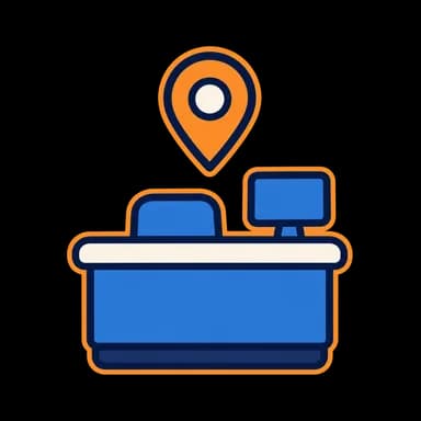Transport-office counter with a location pin.