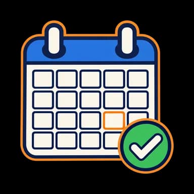 Blank calendar with a highlighted date and green check badge for on-time renewal.