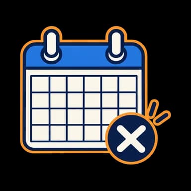 Blank calendar with a dark cross badge for a very late renewal.