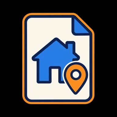 Blank residence document with a house and location pin.