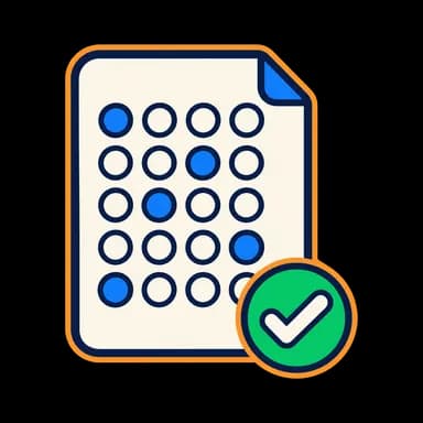 Blank theory answer sheet with a green check badge.
