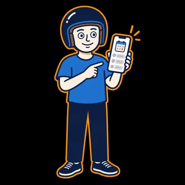 Mascot pointing to a phone with generic appointment options.