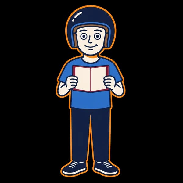 Mascot holding an open passport.