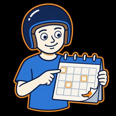 Mascot pointing to available dates on a calendar.