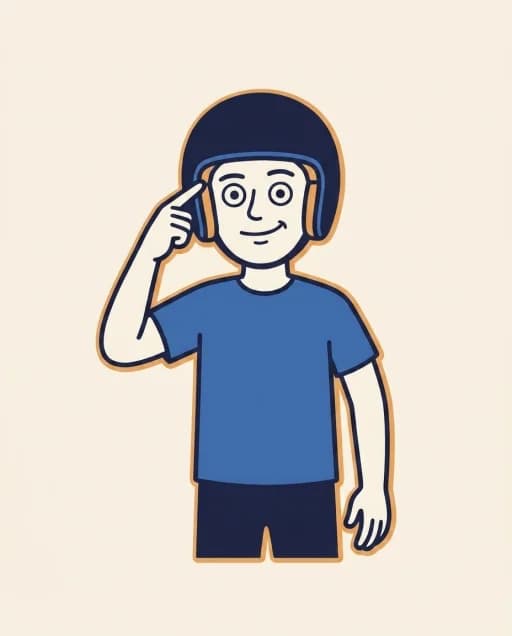 Mascot tapping their forehead in an 'I've got it memorised' gesture, holding a folded cheat-sheet paper.