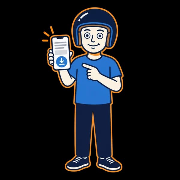 Mascot pointing to a saved code on a phone.