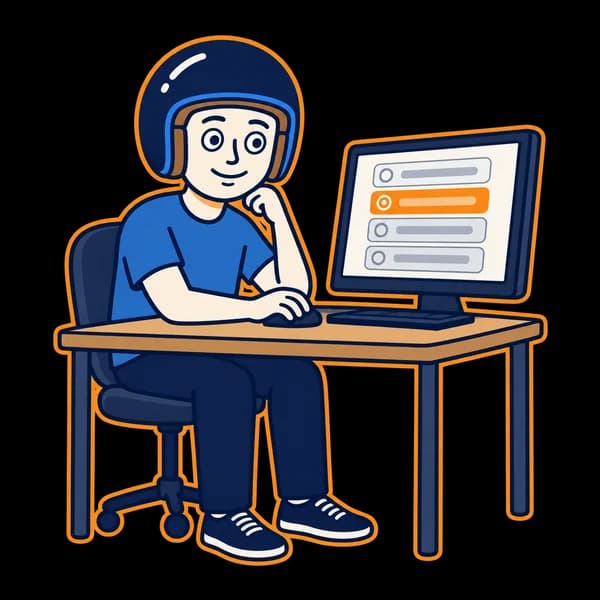Mascot answering a multiple-choice quiz on a computer.